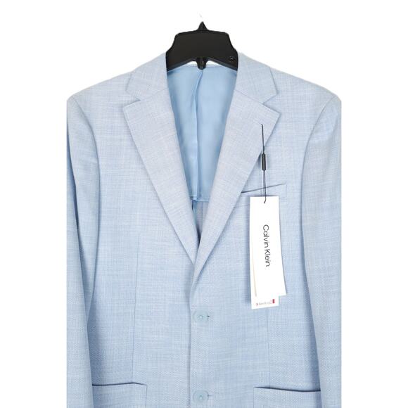 Calvin Klein Men's Slim-Fit Stretch Sport Coat Blazer Heather Light Blue 38R NWT - Picture 4 of 7